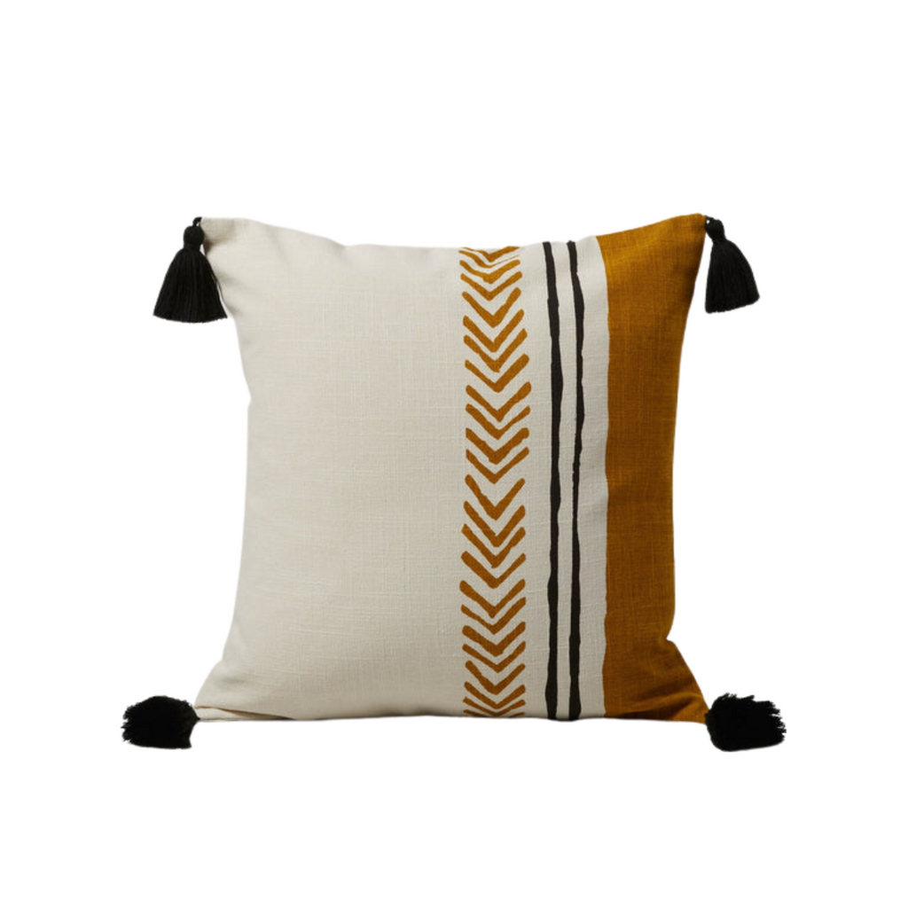 Coussin - ocre et noir - MAHDI